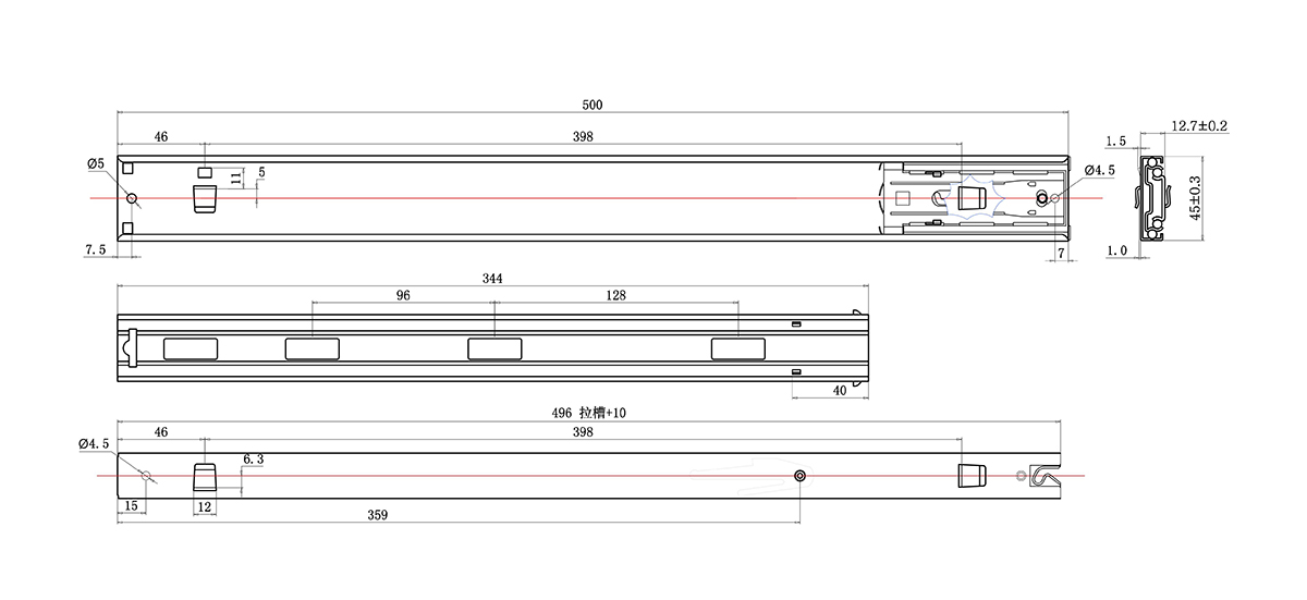 hydraulic ball bearing drawer slide