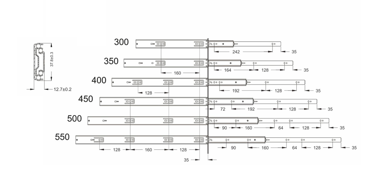 37MM Ball Bearing Slide Size