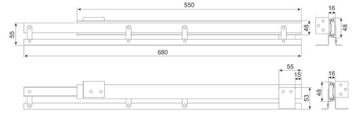 48mm telescopic ball bearing table extension slide