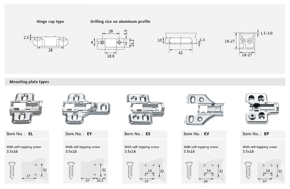 Aluminum frame door hinge AF13 005