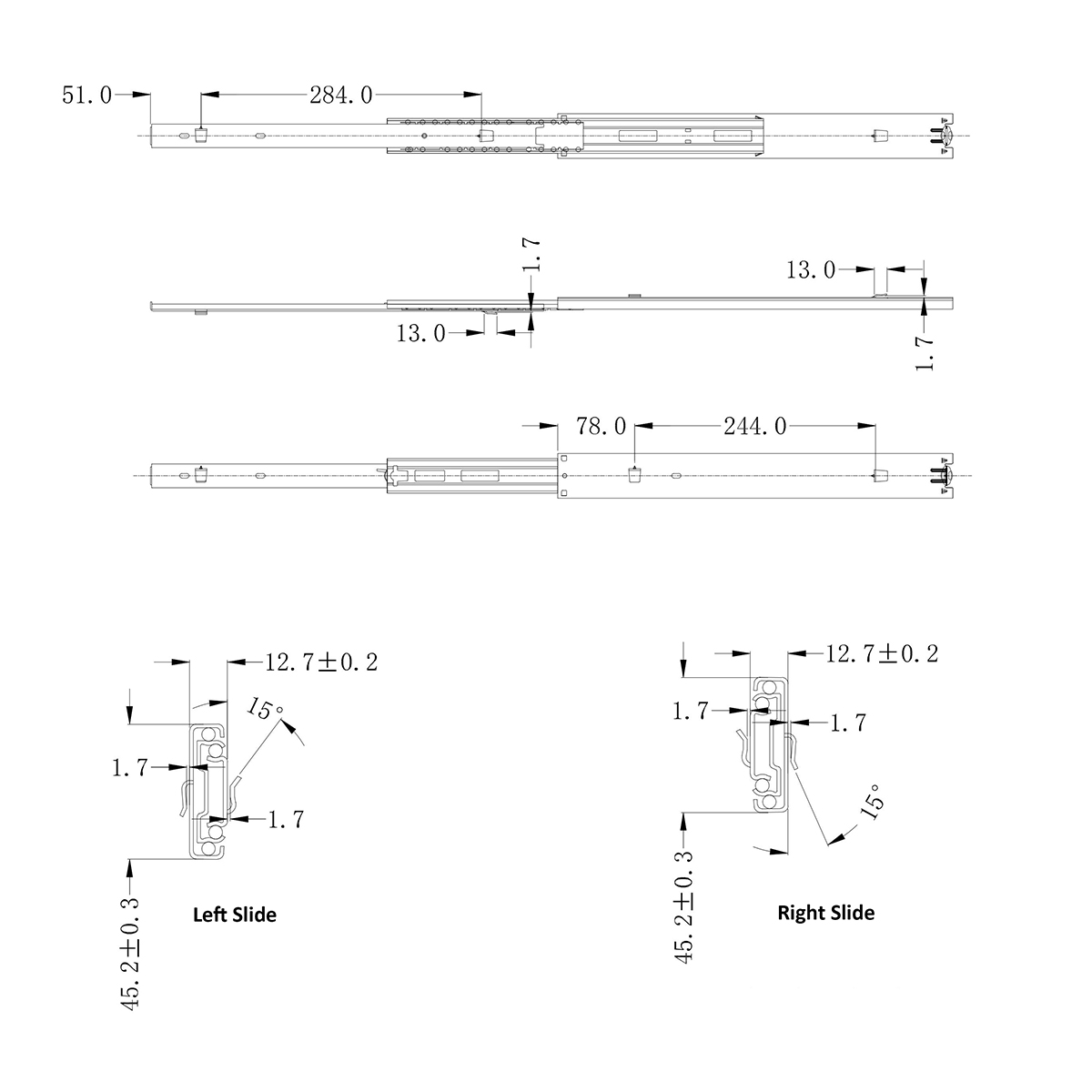 Bayonet Ball Bearing Slide Size