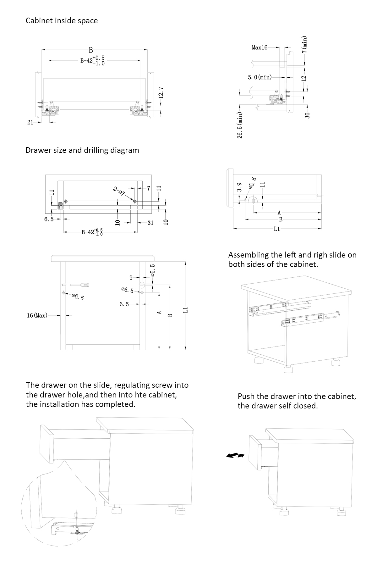 Concealed drawer slide installation