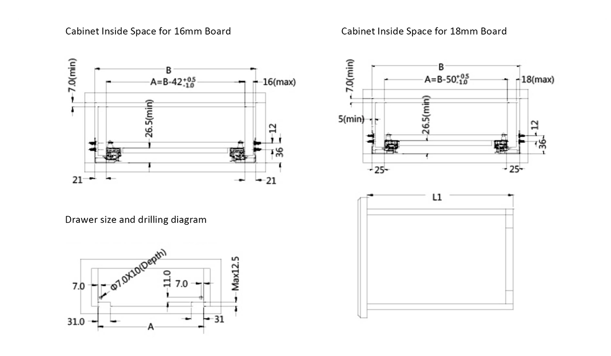 Drawer Slide Mounting Size