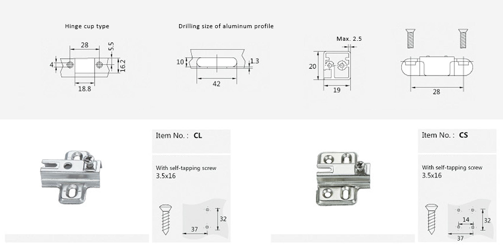 Drilling size and mounting base AF02