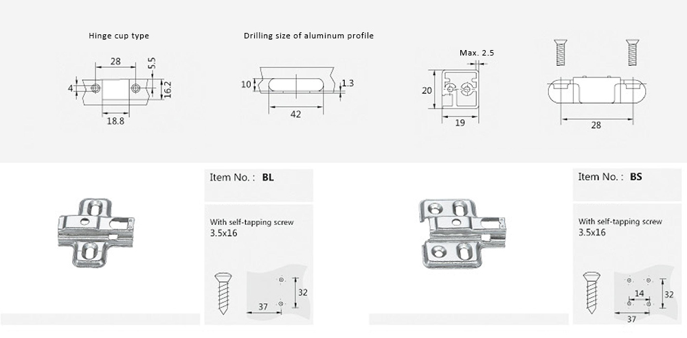 Drilling size and mounting base AF03