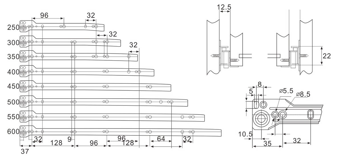 International standard 32mm series hole distance