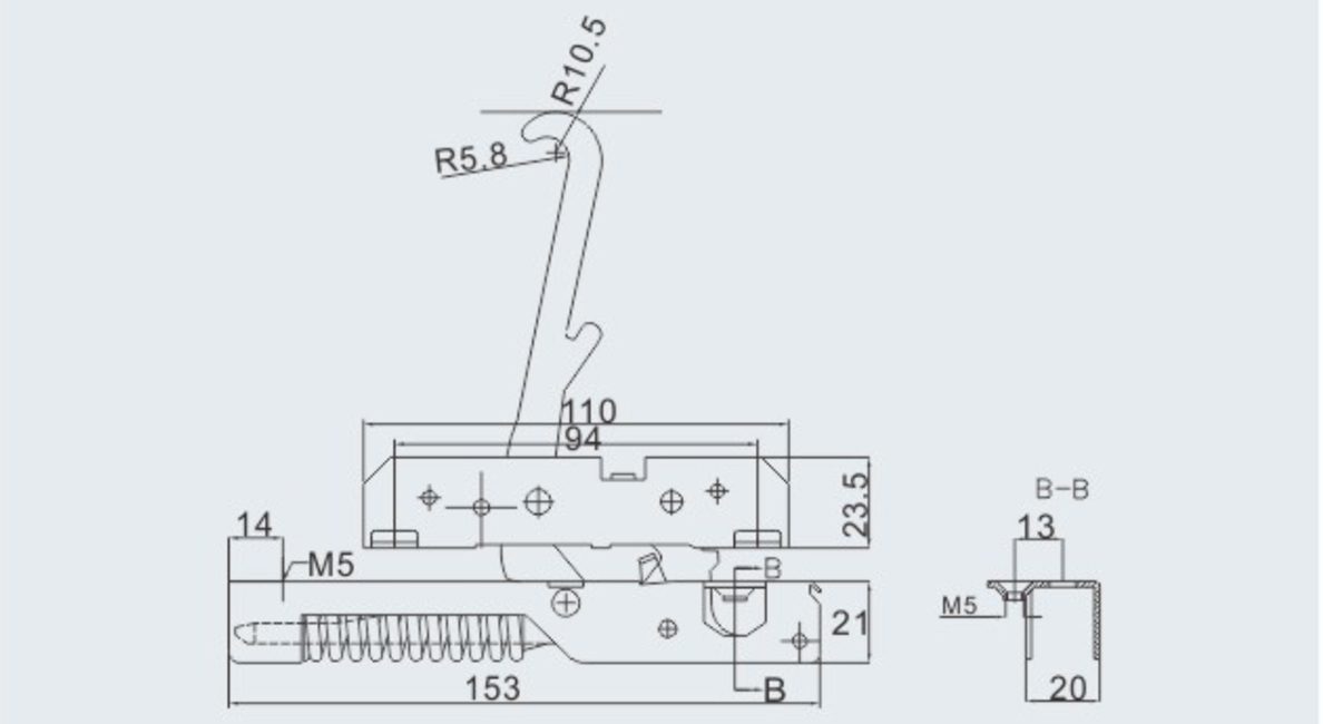 Single ear gas cooker oven door hinge