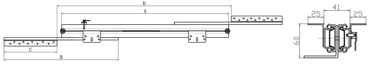 YA-4804 Double-deck telescopic channel table extension slide1