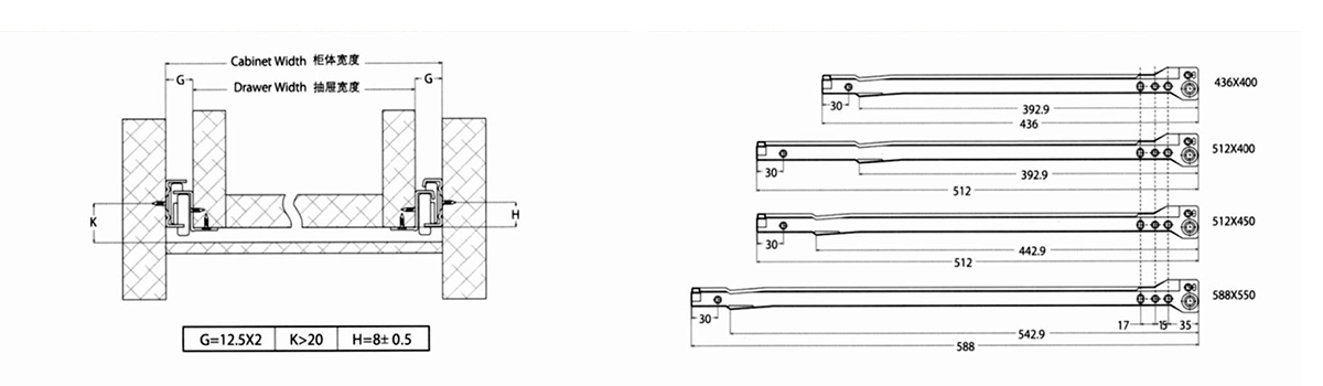 powder coated slide size