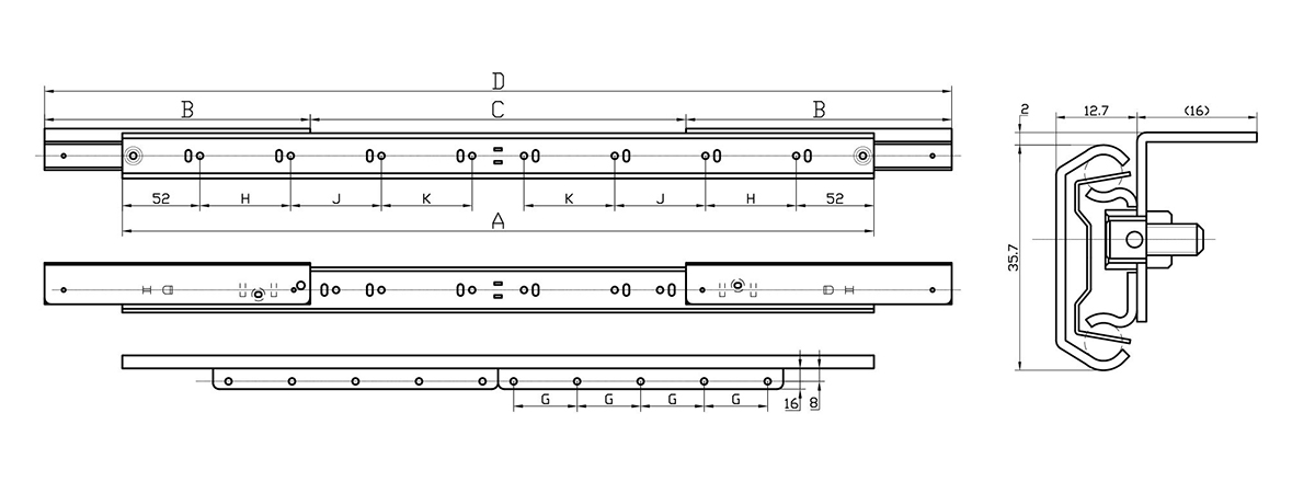 table slide size